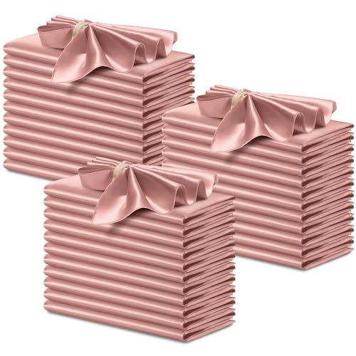 servilletas de satén rosa dorado elegantes