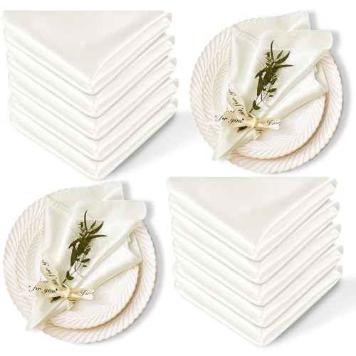 servilletas de tela satinada marfil