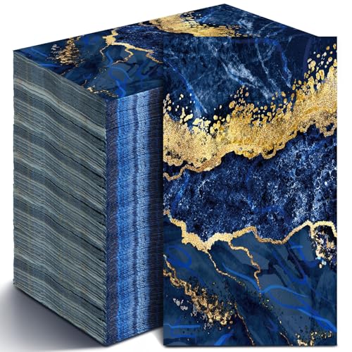 servilletas desechables azul y dorado