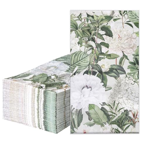 Servilletas desechables con flores blancas