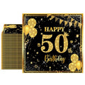 servilletas desechables cumpleaños 50 negro dorado