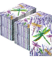 servilletas desechables de libélula moradas