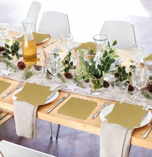 servilletas doradas para decoración navideña