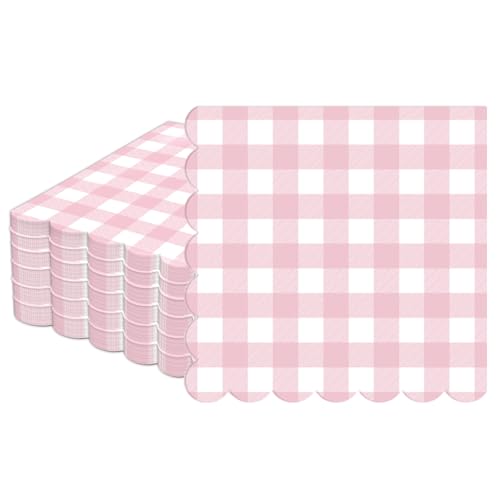servilletas escallopadas rosa y blanca