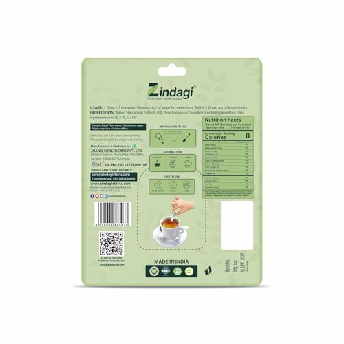 Stevia líquida 100% natural Zindagi
