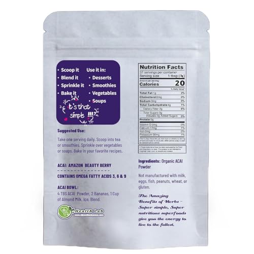 Superalimento vegano de açaí en polvo