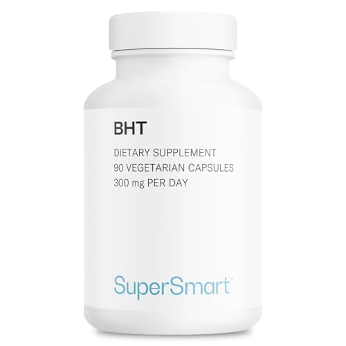 Supersmart - BHT Supplement 300mg per Day - Butylated Hydroxytoluene | Non-GMO & Gluten Free - 90 Vegetarian Capsules - imagen 1
