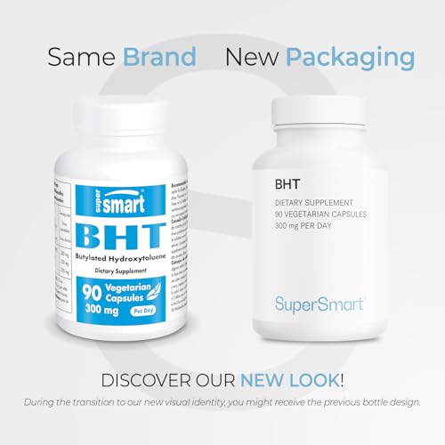 Supersmart - BHT Supplement 300mg per Day - Butylated Hydroxytoluene | Non-GMO & Gluten Free - 90 Vegetarian Capsules - imagen 2