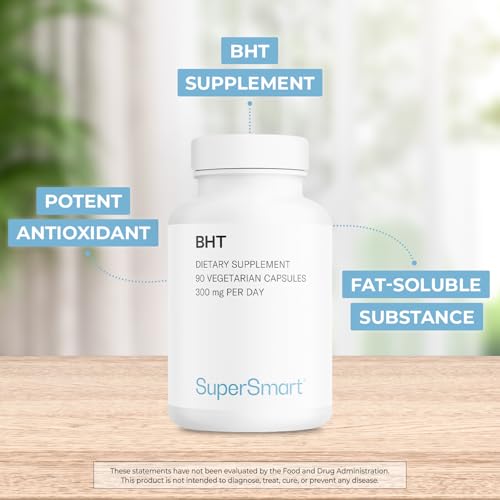 Supersmart - BHT Supplement 300mg per Day - Butylated Hydroxytoluene | Non-GMO & Gluten Free - 90 Vegetarian Capsules - imagen 3