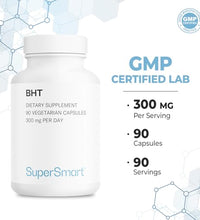 Supersmart - BHT Supplement 300mg per Day - Butylated Hydroxytoluene | Non-GMO & Gluten Free - 90 Vegetarian Capsules - imagen 5