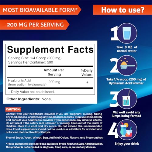 Suplemento de ácido hialurónico 200mg