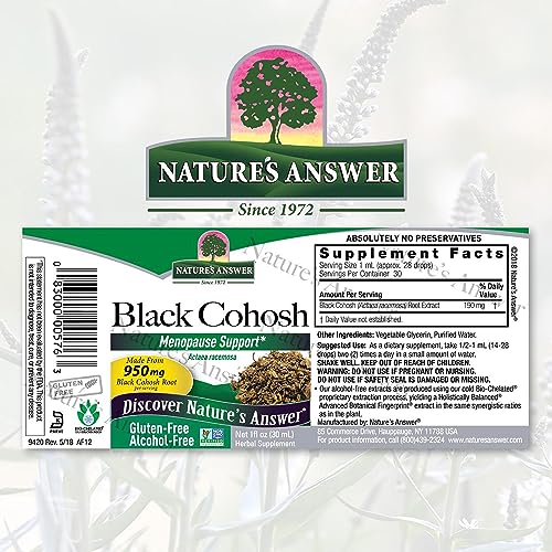 suplemento de cohosh negro sin alcohol y kosher