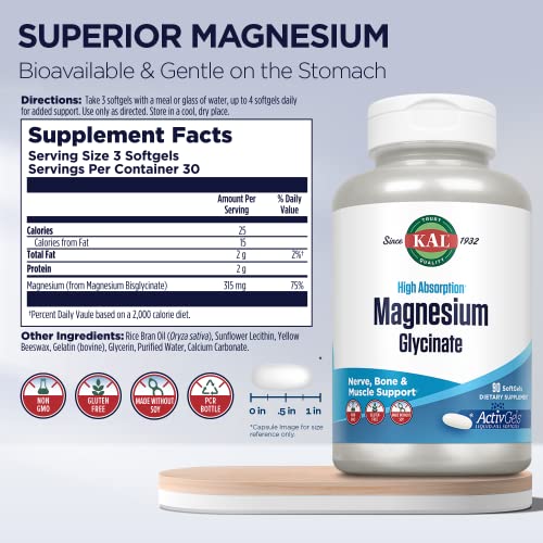 Suplemento de Magnesio KAL para bienestar nervioso