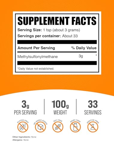 Suplemento de metilsulfonilmetano sin gluten