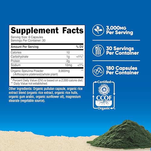 Suplemento de spirulina libre de gluten