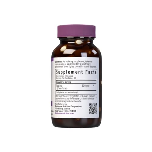 suplemento de taurina Bluebonnet 500 mg