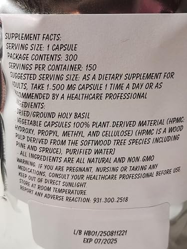 suplemento herbal albahaca sagrada 300 piezas