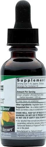 suplemento herbal de jengibre Nature's Answer