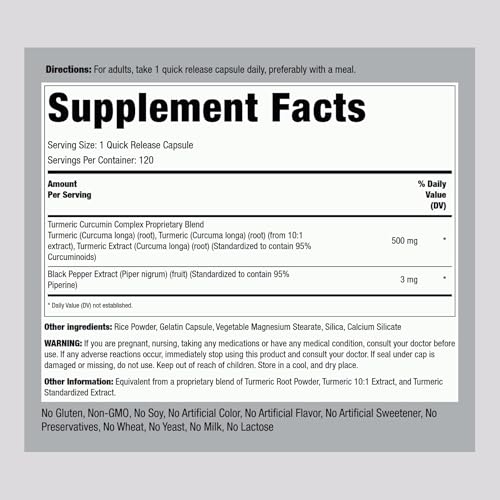 Suplemento herbal estandarizado de cúrcuma