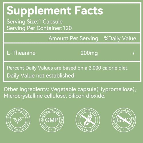 Suplemento vegano de L-Theanine sin gluten