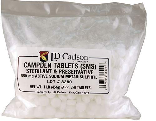 tabletas campden metabisulfito sodio 1 lb calidad premium