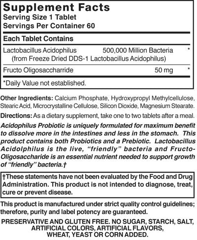 tabletas de acidophilus para equilibrio intestinal