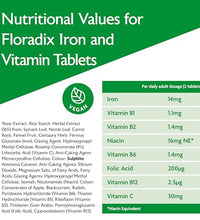 tabletas de hierro Floradix con ingredientes naturales