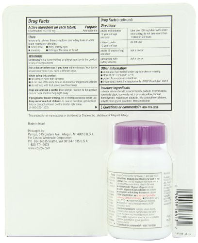 tabletas Kirkland para alivio de alergias