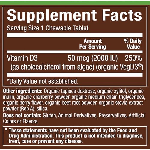 tabletas masticables de vitamina D3 sabor frutas