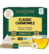 té de manzanilla VAHDAM en pirámide