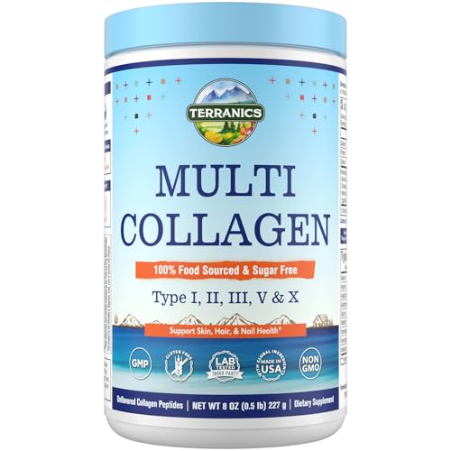 Terranics Multi Collagen Peptides Powder, Type I II III V X Hydrolyzed Collagen for Women+Men, Collagen Supplements, Fast Dissolve, Unflavored Colagen - imagen 1