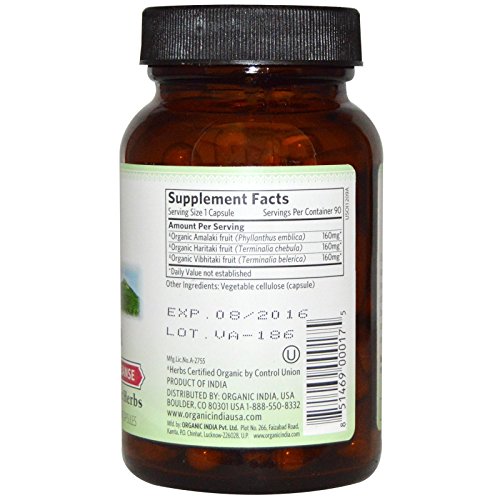 triphala orgánico en cápsulas para digestión