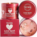 velas aromáticas con pétalos de rosa