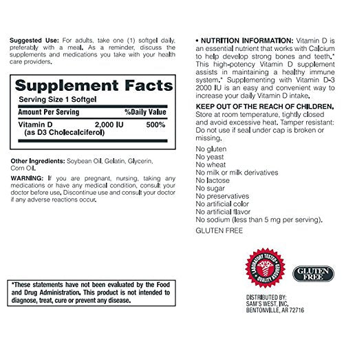vitamina D-3 2000 UI para huesos fuertes