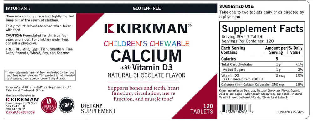 vitamina D3 en calcio masticables