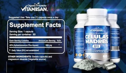 VITAMISAN 4 Células Madre Stemcells Algas Verdes AFA - Aphanizomenon Flos-aquae - Antienvejecimiento 240 Cápsulas Sin GMO - imagen 2