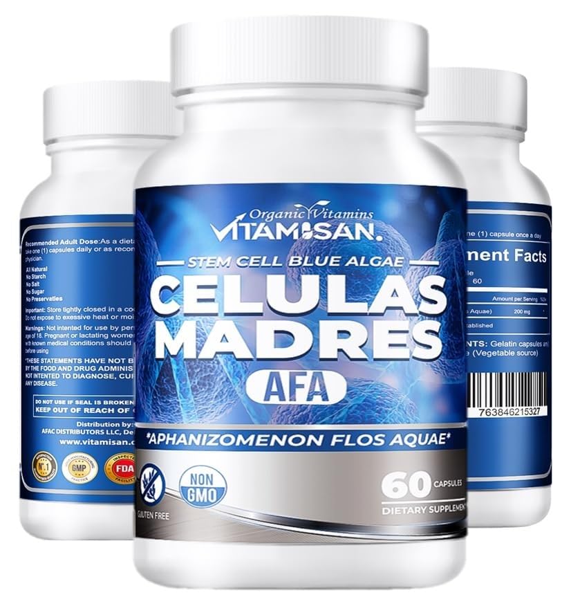 VITAMISAN 4 Células Madre Stemcells Algas Verdes AFA - Aphanizomenon Flos-aquae - Antienvejecimiento 240 Cápsulas Sin GMO - imagen 6